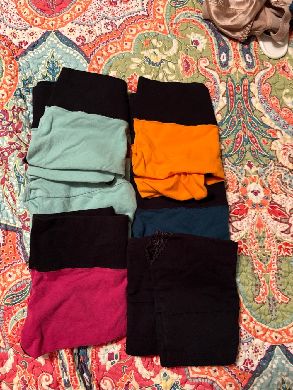 Kids Colorblock Leggings Pack - Black, Teal, Orange, Pink